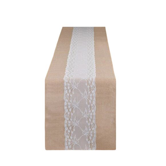 Burlap & Lace 108” Table Runner - Picture 2 of 5